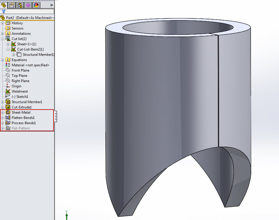 Flatten a pipe for laser cut