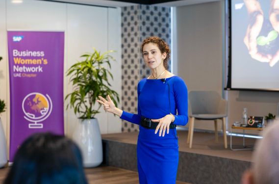 Sophia Mendelsohn, chief sustainability officer at SAP, speaking to the Women's Business Network.