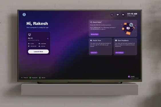 JioPC on a screen/monitor