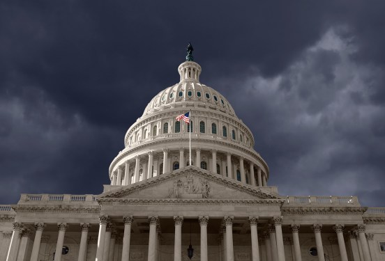 a dark gloomy photo of the US Capitol building