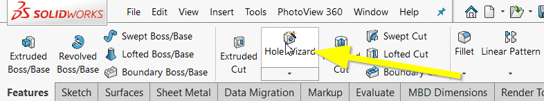 click Hole Wizard