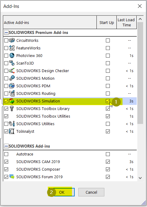 Locating Solidworks Simulation