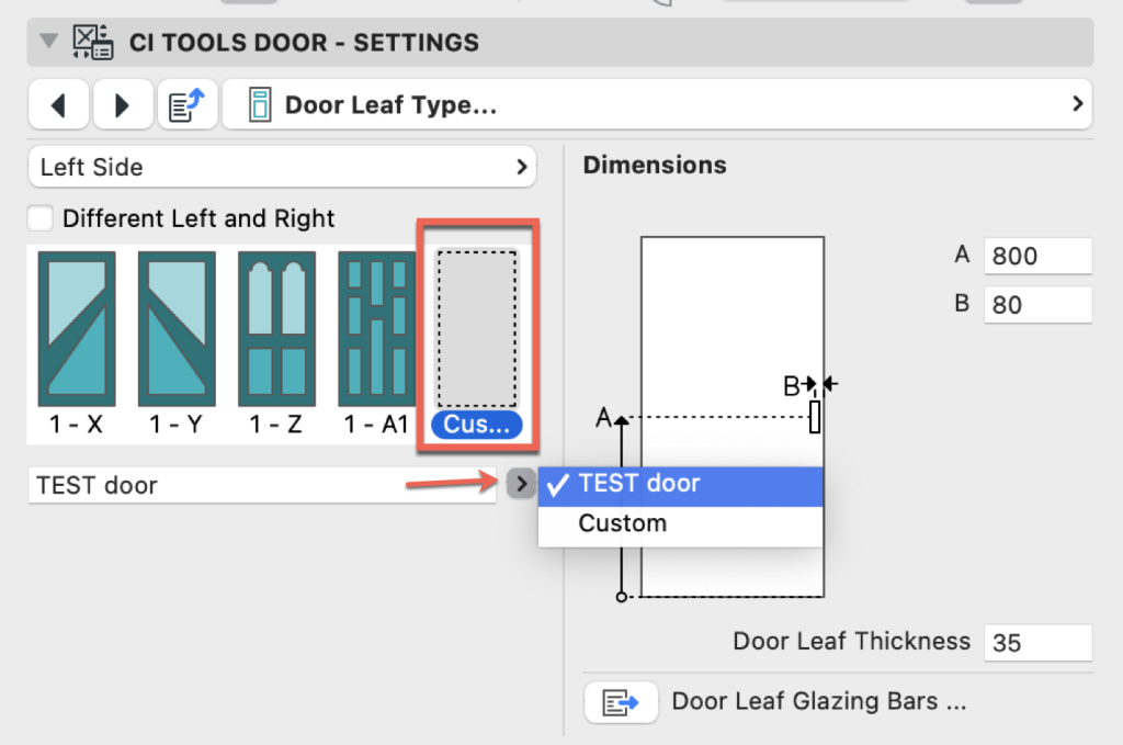 CI Tools Door Settings