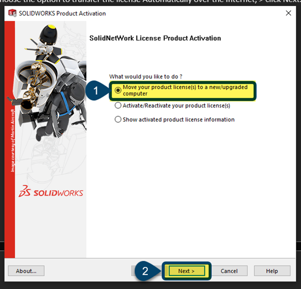 Steps in moving a product licenses to a new computer