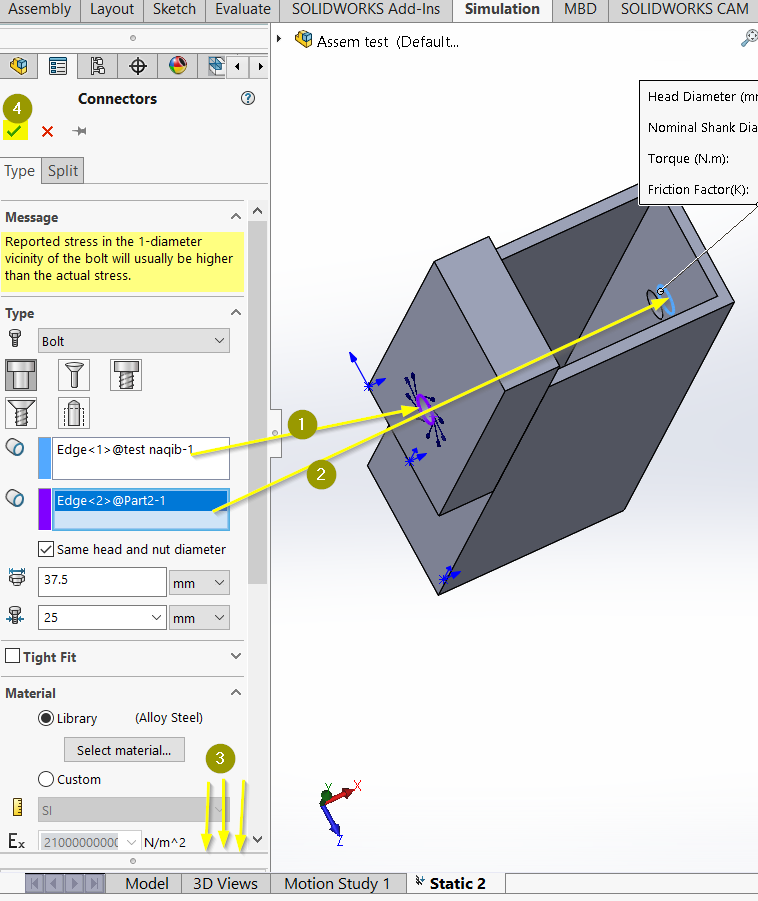 Choosing the opposite hole edges