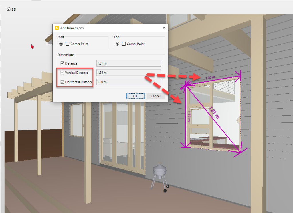 Showing Dimension options