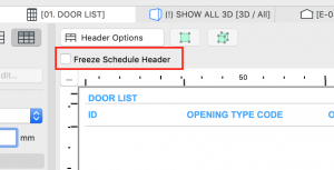 Checiking the Freeze schedule header option