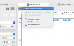 Freeze schedule header