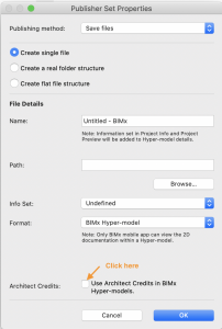 BIMx Publish set settings