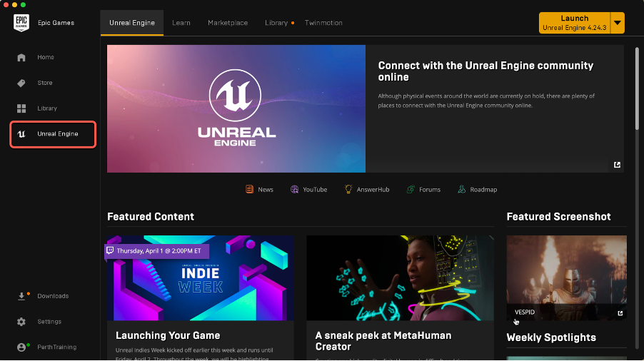 Launching the Epic Games Launcher