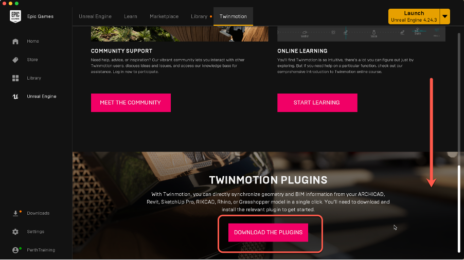 downloading the twinmotions plugins